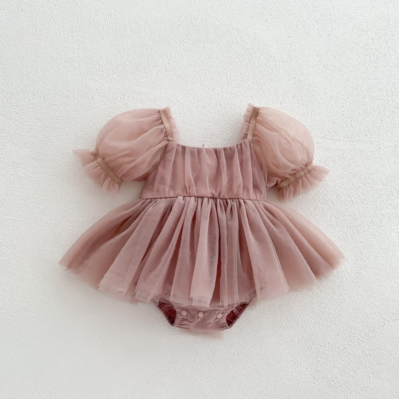 Baby Solid Color Tutu Skirted Bodysuit