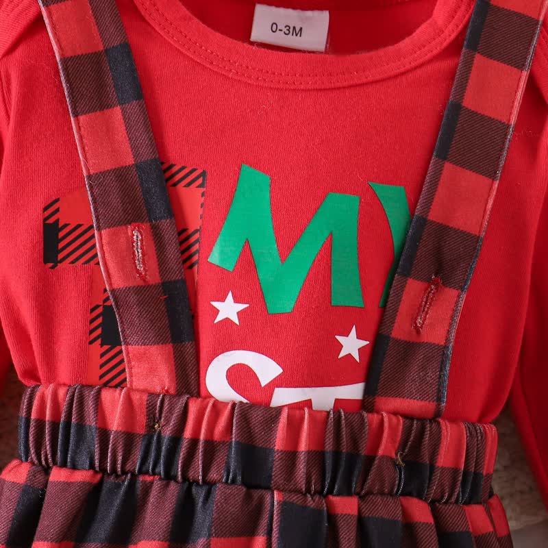 MY 1ST CHRISTMAS Baby Plaid 2-Piece Set with Hat