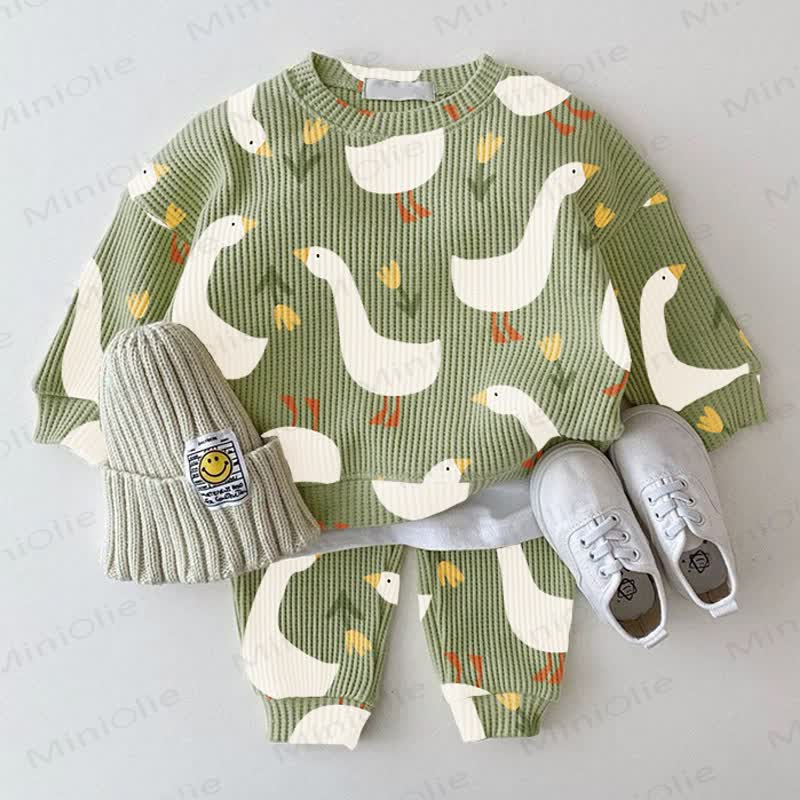 Baby Goose Grey Green Waffle 2-piece Set
