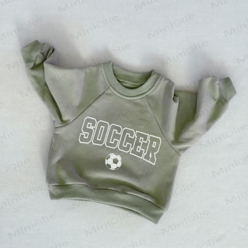 SOCCER Baby Toddler Grey Green Sweatshirt