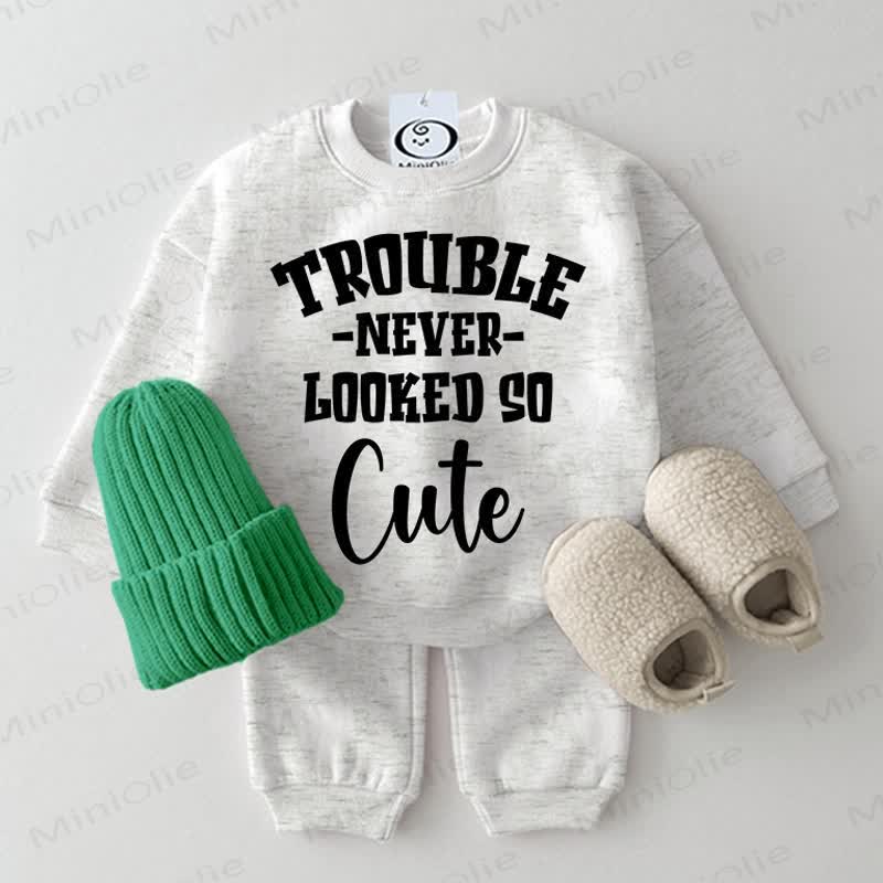 TROUBLE NEVER LOOKED SO CUTE Baby 2-piece Light Grey Set
