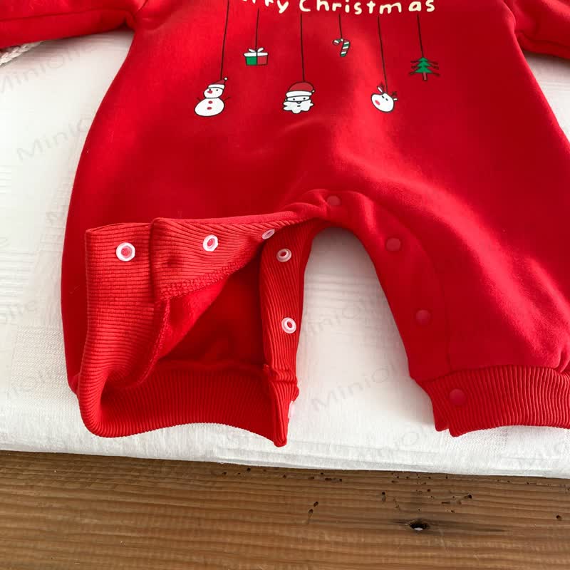 MERRY CHRISTMAS Baby Hooded Romper