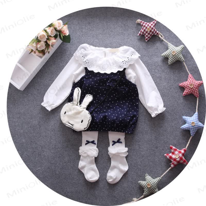 Baby White Top and Star Dress 2-piece Set