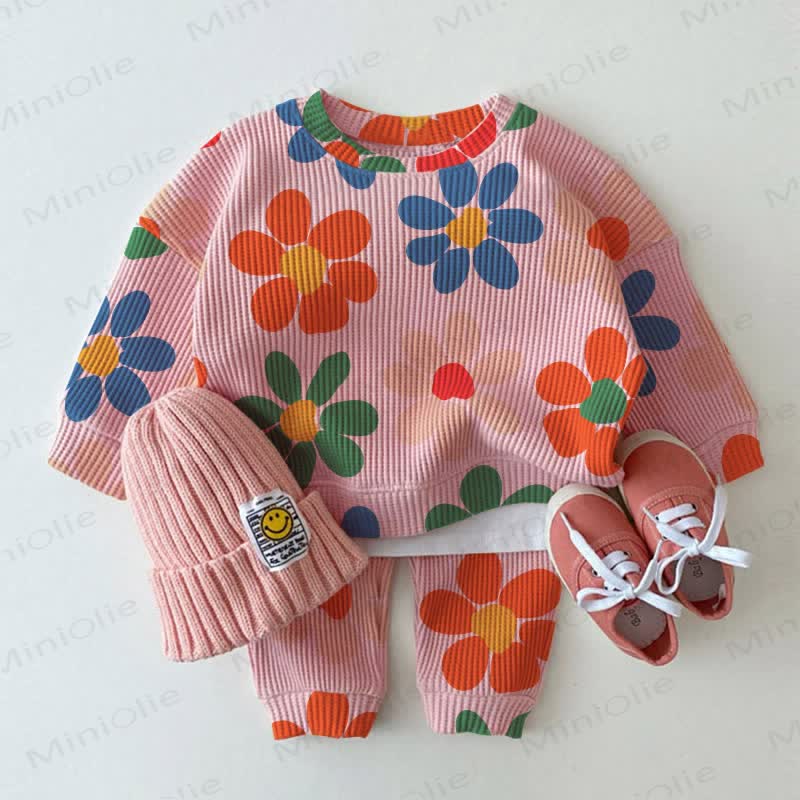 Baby Pink Flower Waffle 2-piece Set