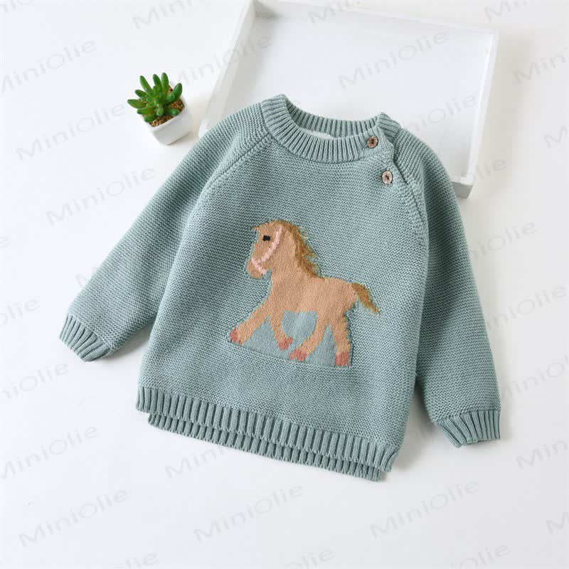 Kid Cute Horse Thicken Knit Sweater
