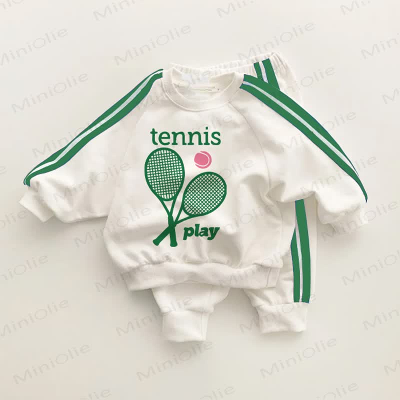 TENNIS PLAY Baby Toddler Green Striped 2-piece Set