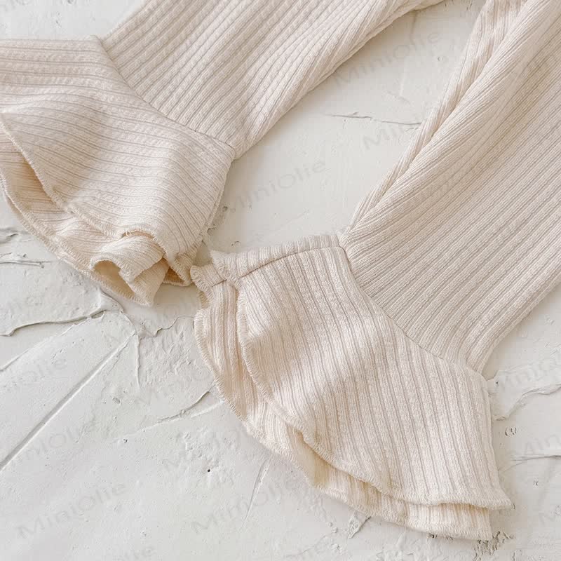 Baby 2-Piece Flower Sweatshirt and Pants Ribbed Set