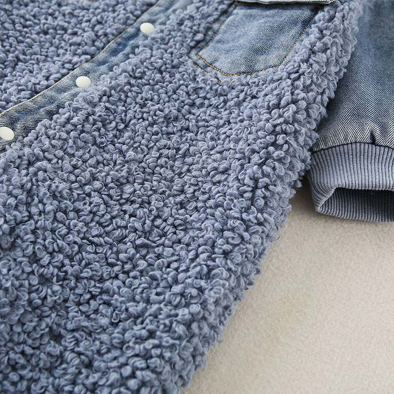 Baby Denim Blue Warm Fleece Romper