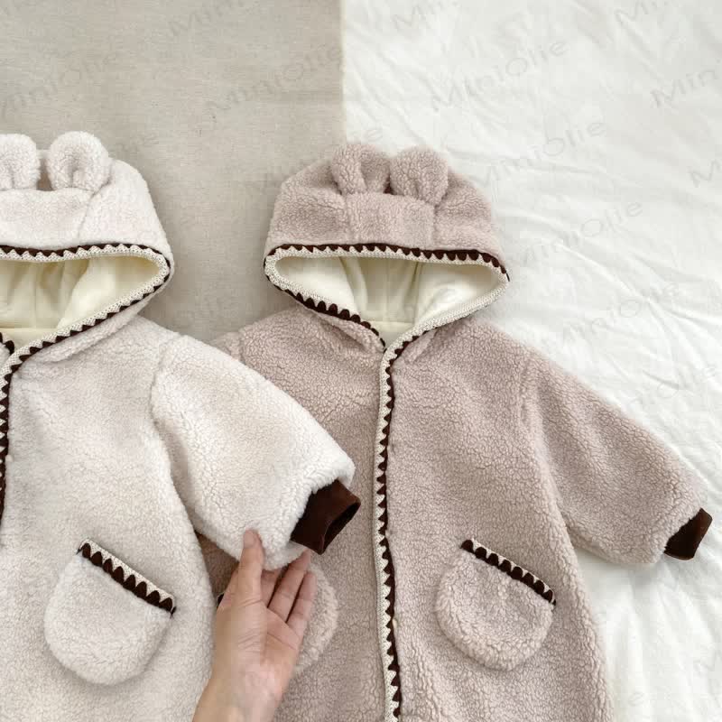 Baby Fleece Pocket Hooded Romper