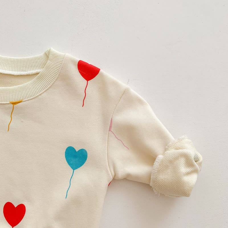Baby Heart Balloon Sweatshirt and Pants Set