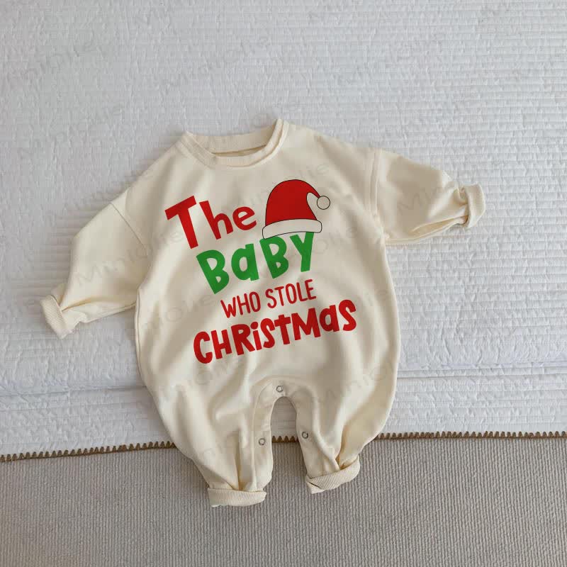 THE BABY WHO STOLE CHRISTMAS Baby Beige Romper