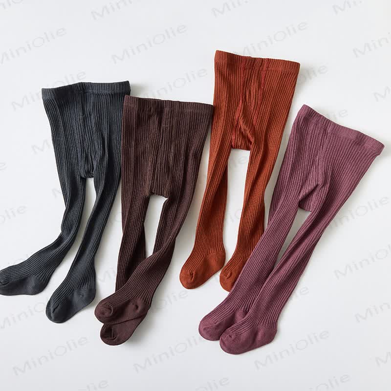 Baby Ribbed Solid Color Tights