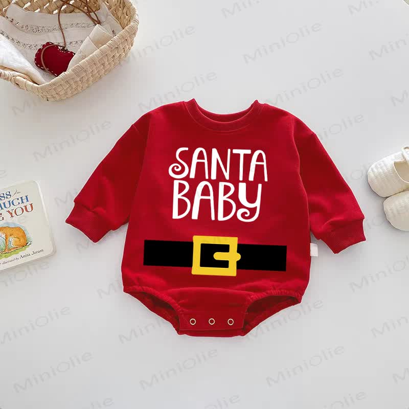 SANTA BABY Baby Christmas Red Bodysuit