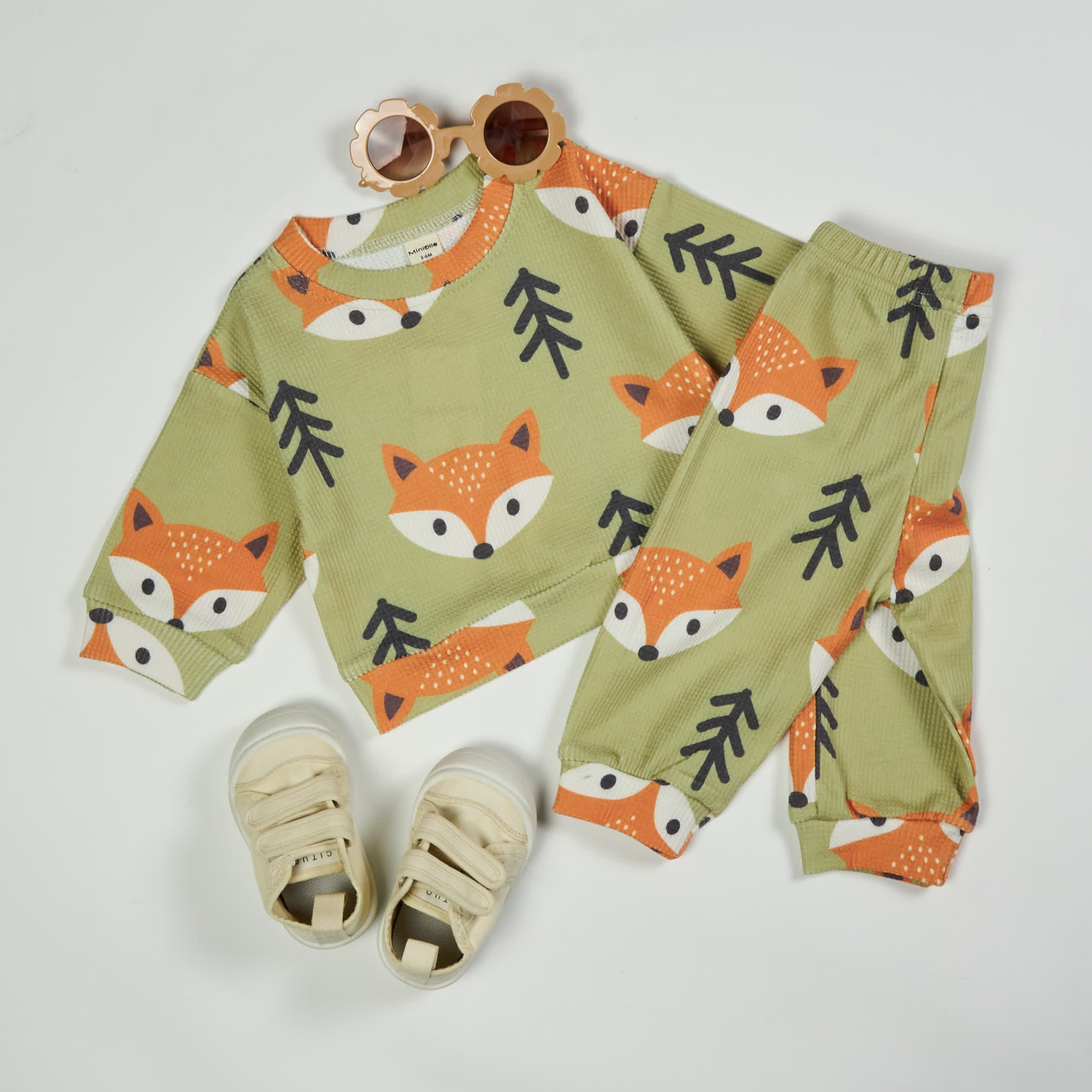Baby Toddler Fox Green Waffle 2-piece Set