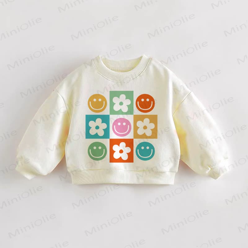 Baby Colorful Smiley Face & Flower Toddler Sweatshirt