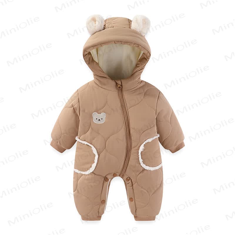 Baby Quilted Bear Hooded Romper