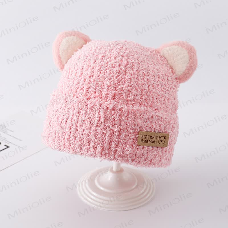 Baby Plush Bear Ears Knit Cap