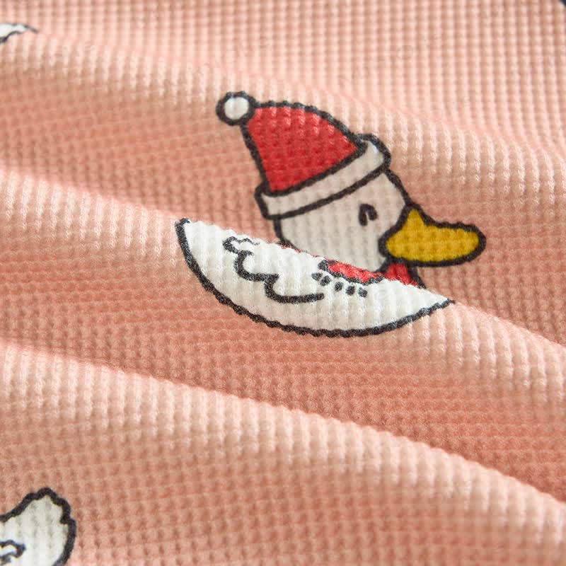 Baby Christmas Duck Pink Waffle 2-piece Set