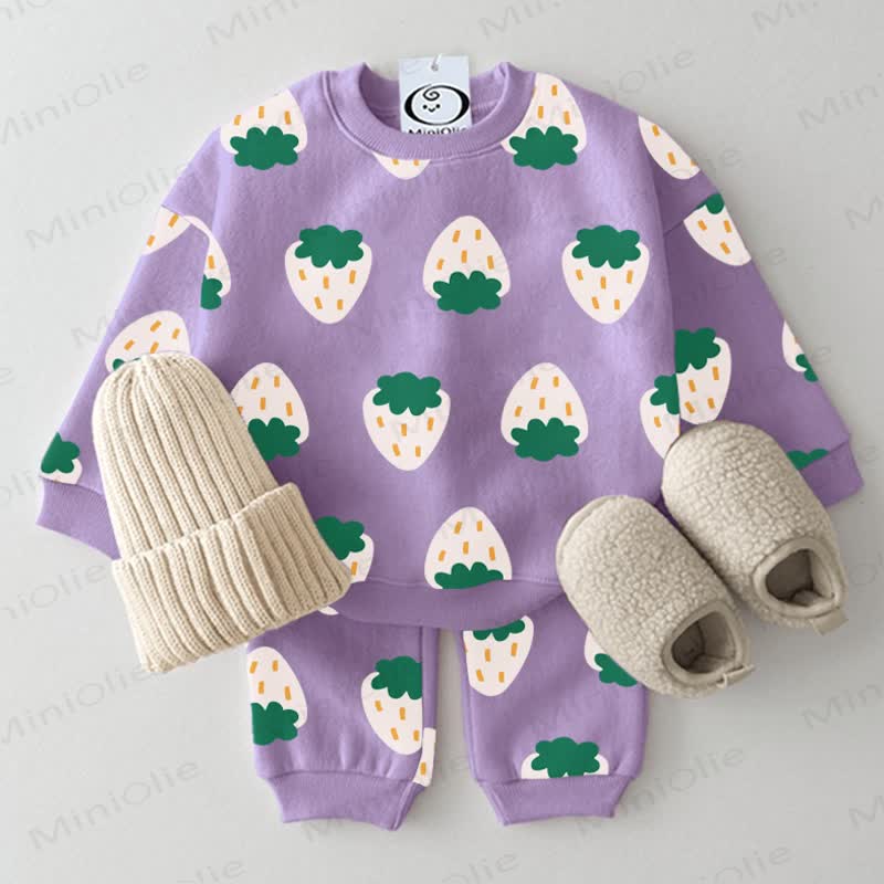 Baby White Strawberry 2-piece Purple Set