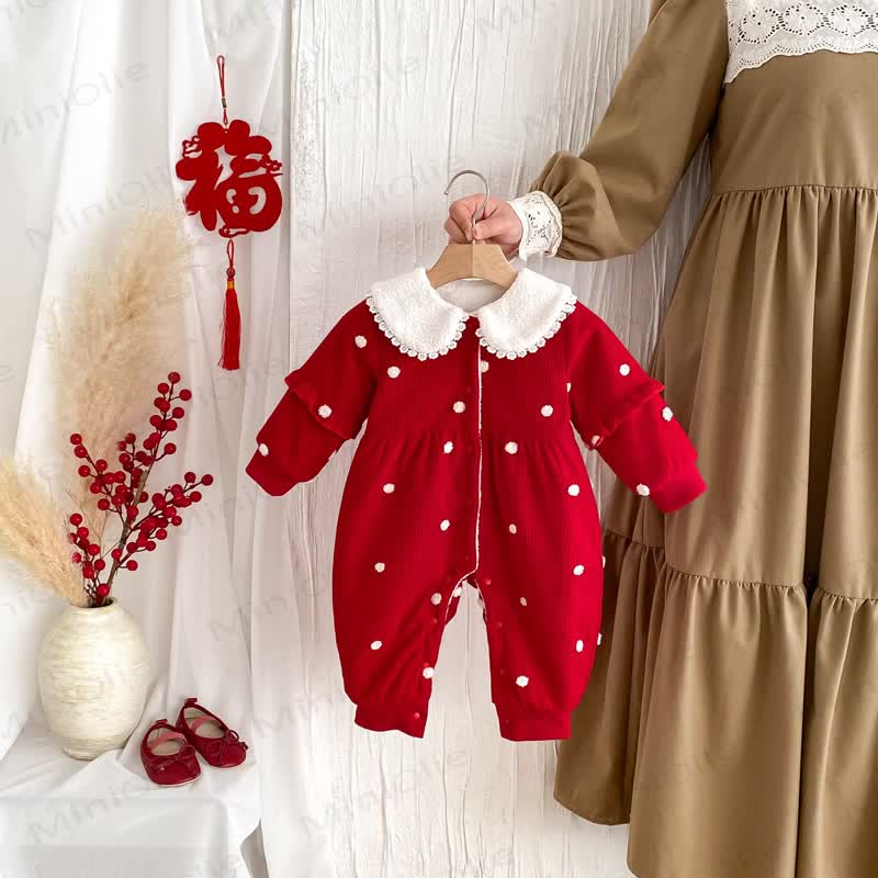 Baby Christmas Dot Romper
