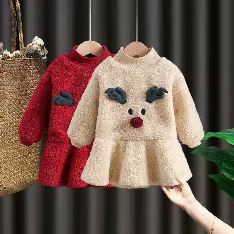 Baby Toddler Girl Deer Fleece Dress