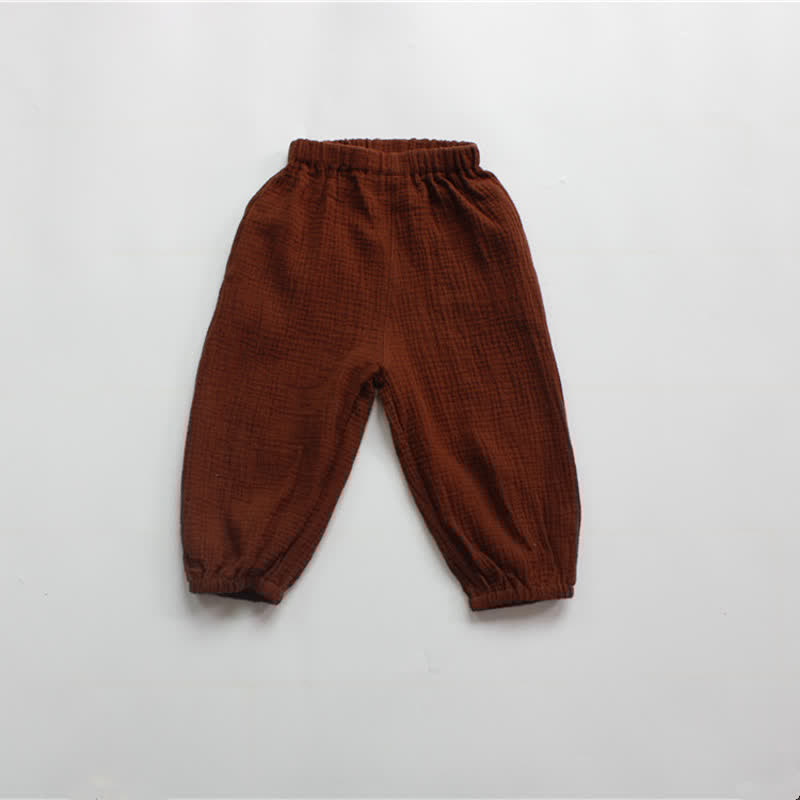Toddler Retro Solid Color Linen Pants