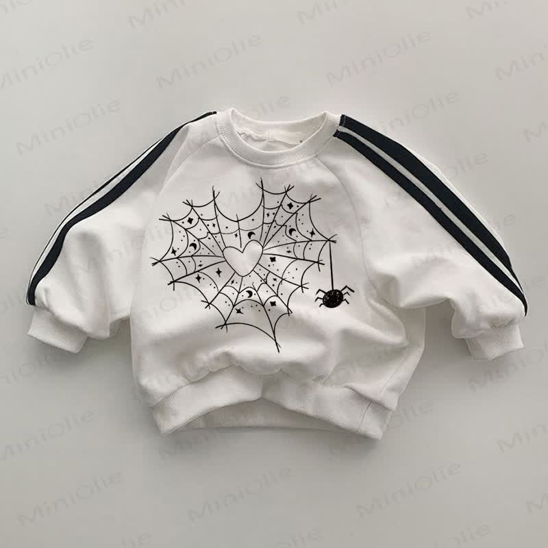 Baby Heart-shaped Spider Web White Sweatshirt
