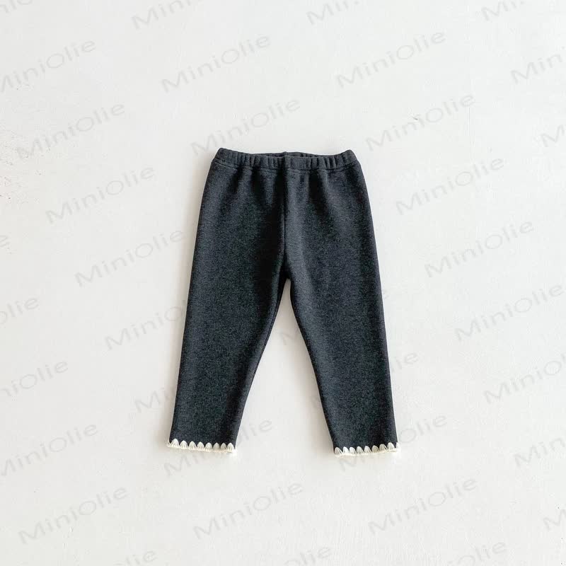 Baby Toddler Girl Knit Lace Fleece Lined Leggings