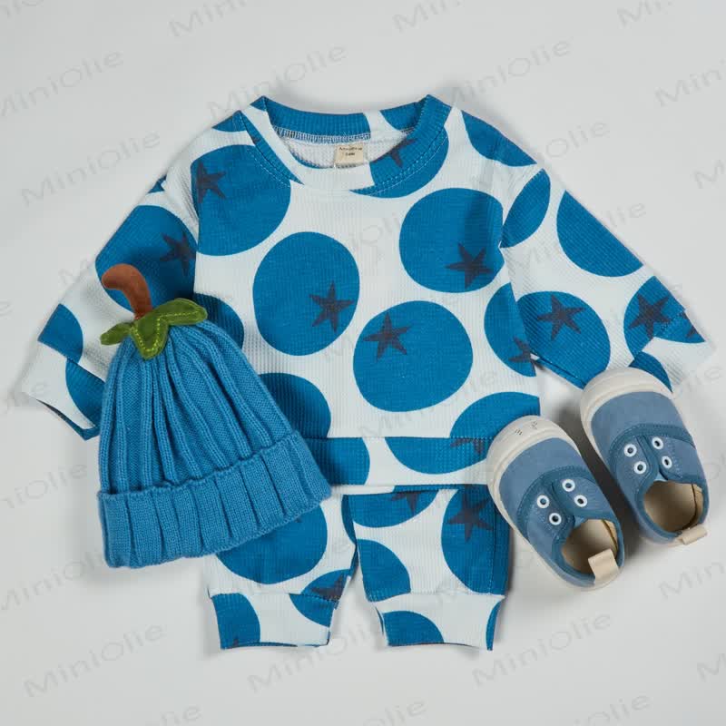 Baby Toddler Blueberry Beige Waffle 2-piece Set