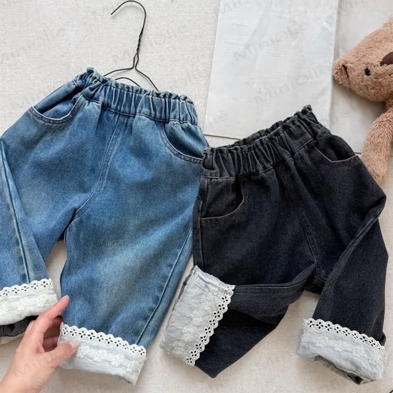 Toddler Girl Lace Denim Pants