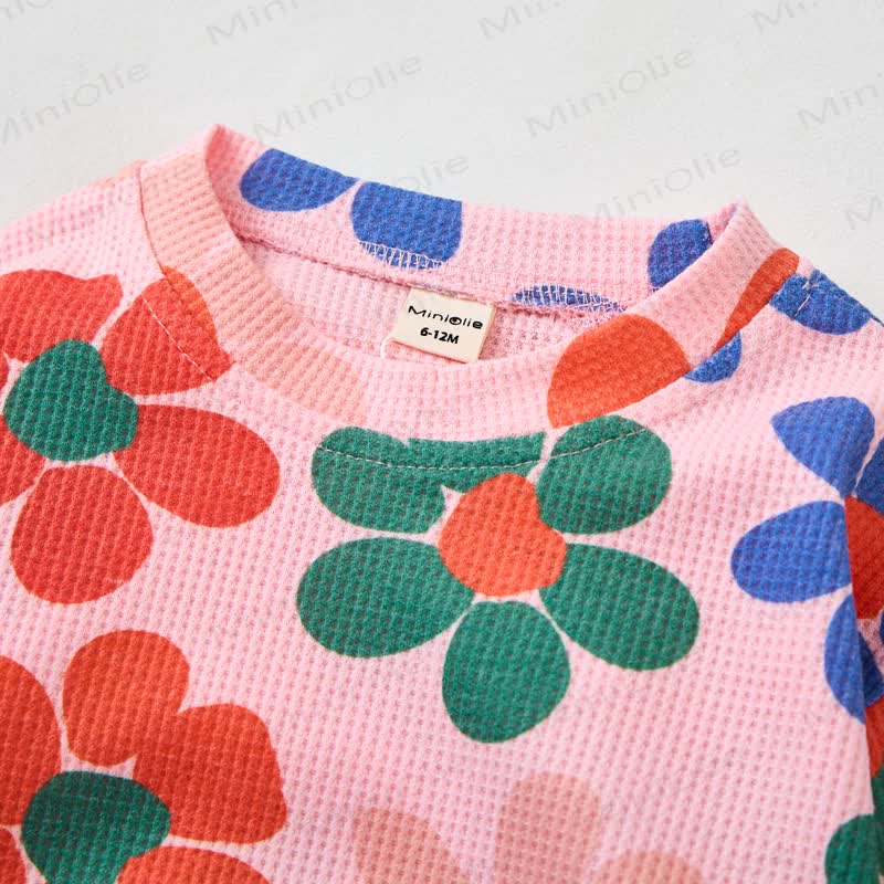 Baby Pink Flower Waffle 2-piece Set