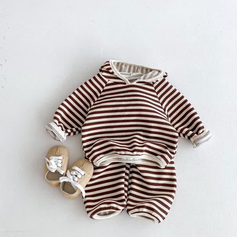 Baby 2-Piece Hooded Striped Sweatsuit Set