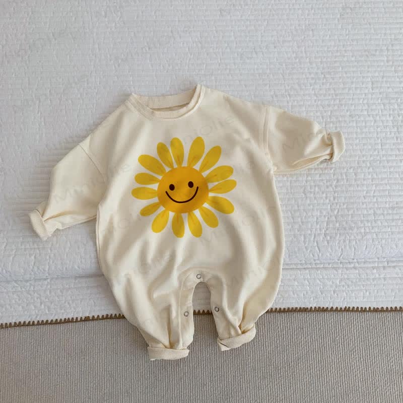 Baby Smiley Sunflower Beige Romper