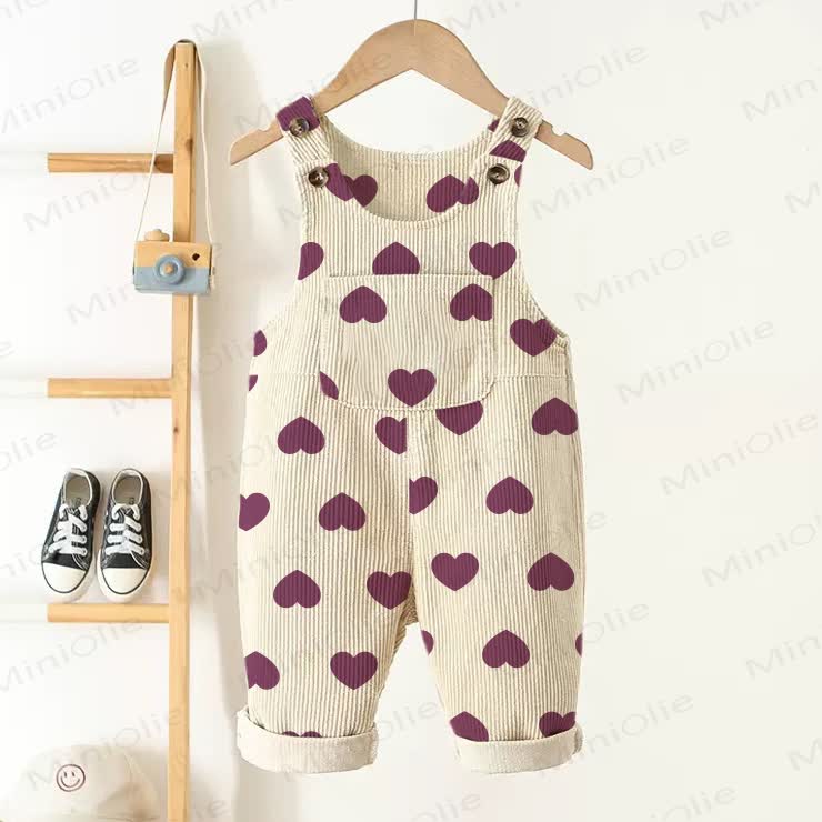Baby Toddler Purple Hearts Corduroy Overalls