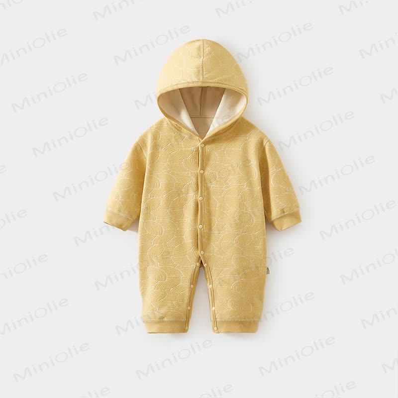 Baby Jacquard Fleece Lined Hooded Romper