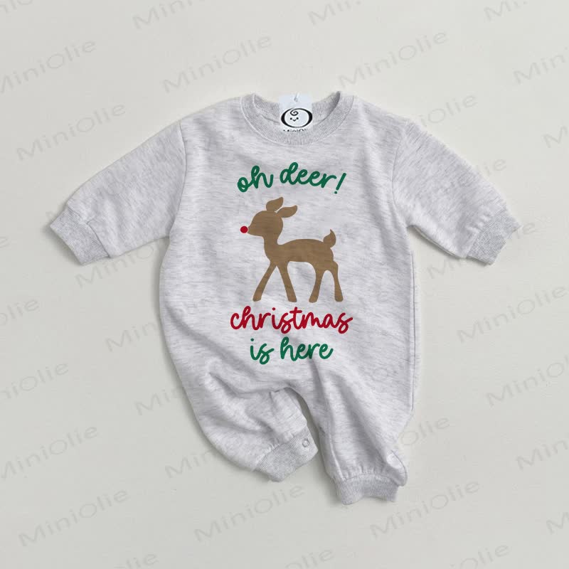 OH DEAR! CHRISTMAS IS HERE Baby Grey Romper