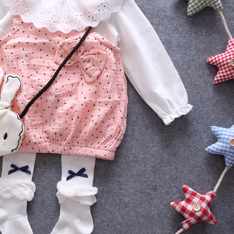 Baby White Top and Star Dress 2-piece Set
