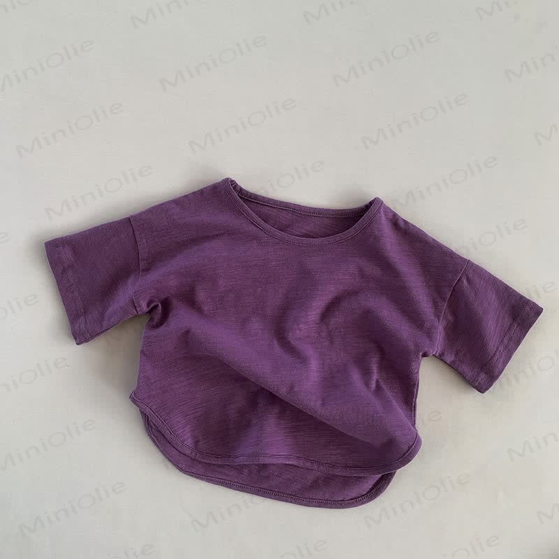 Toddler Solid Color Retro Soft T-shirt