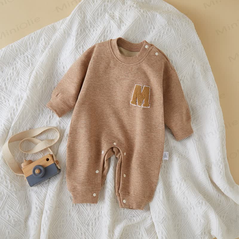 Letter M Baby Fleece Lined Romper