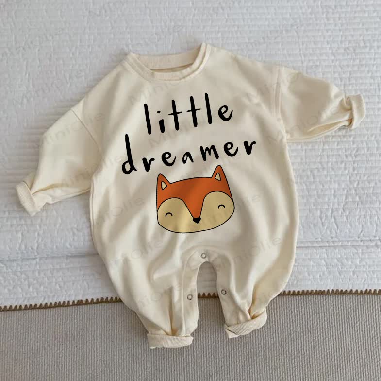 LITTLE DREAMER Baby Fox Beige Romper
