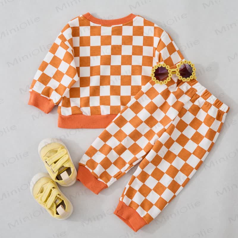 Baby Toddler Orange Checkerboard 2-piece Set