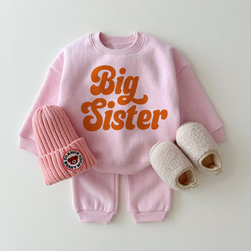 BIG SISTER Baby Pink Sweatshirt 2-piece Set