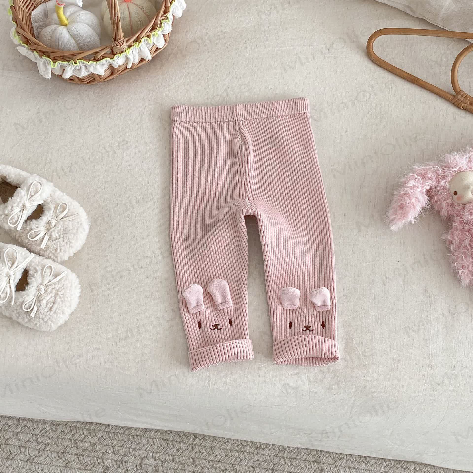 Baby Toddler Girl Embroidered Bunny Knitted Leggings
