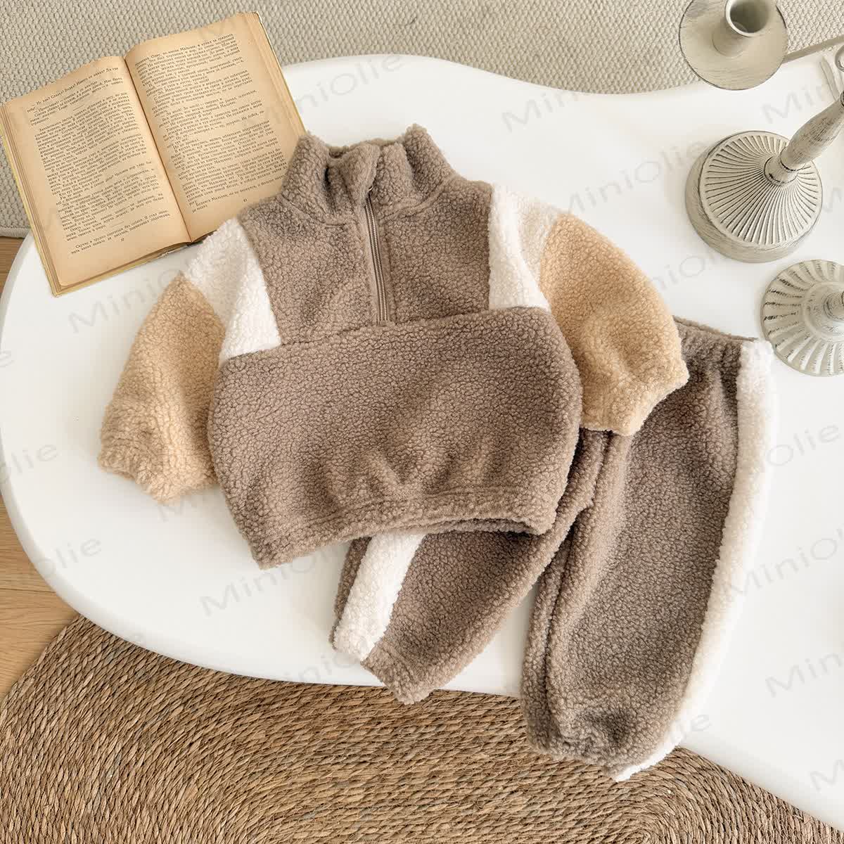 Baby Toddler Color Matching 2-piece Fleece Set