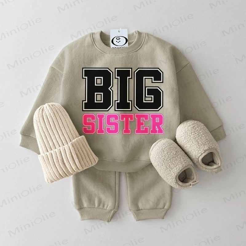 BIG BROTHET/SISTER Baby Grey Green 2-piece Set