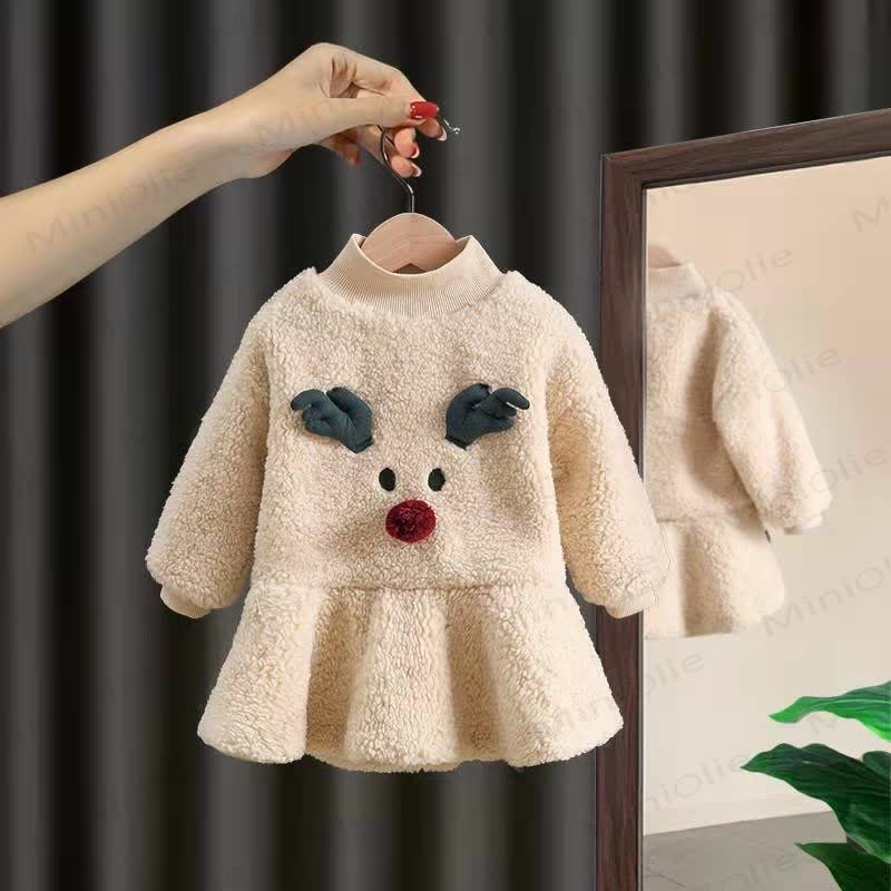 Baby Toddler Girl Deer Fleece Dress