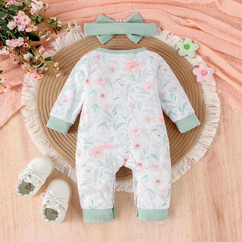 Baby Girl Flower Butterfly Romper with Headband
