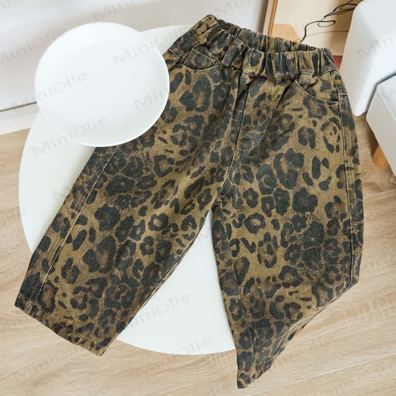 Kid Boy Leopard Print Jeans Pants