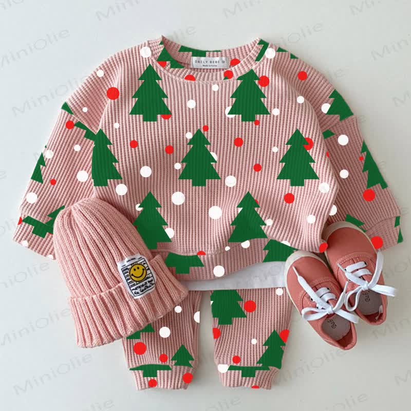 Baby Waffle Christmas Tree Sweatshirt 2-piece Set