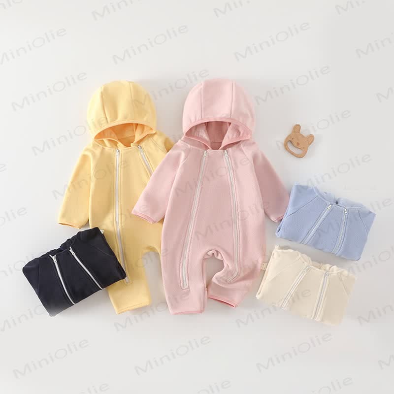 Baby Solid Color Hooded Romper